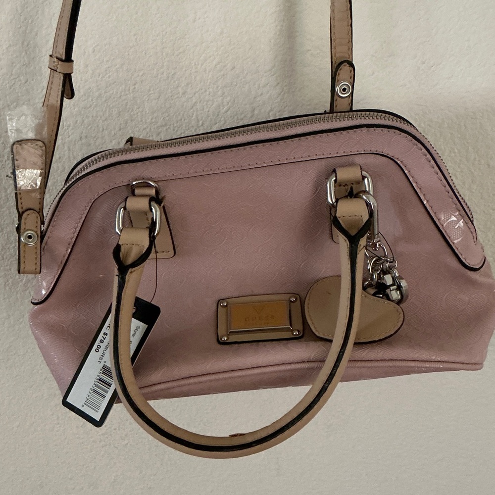 Guess Pink and Tan Crossbody Bag
